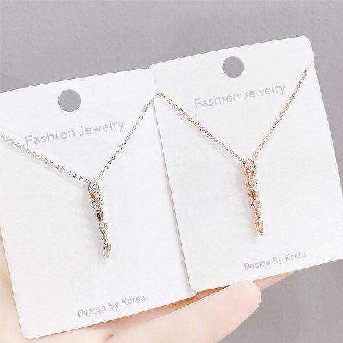 Fresh Summer Rectangular Diamond Necklace Women's Snake Bones Chain Pendant