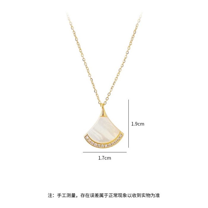 New Women's Necklace Korean Style Small Skirt Necklace Cute Simple Fan-Shaped Clavicle Chain Micro Inlaid Zircon Ornament