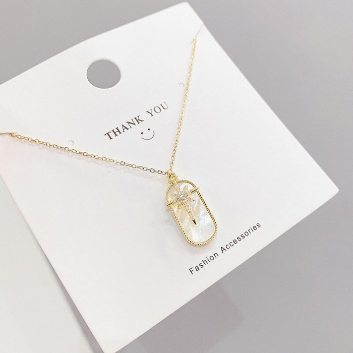 Korean Style Eight Awn Star Light Luxury Necklace Women's Shell Simple Elegant Clavicle Chain Pendant Necklace Ornament