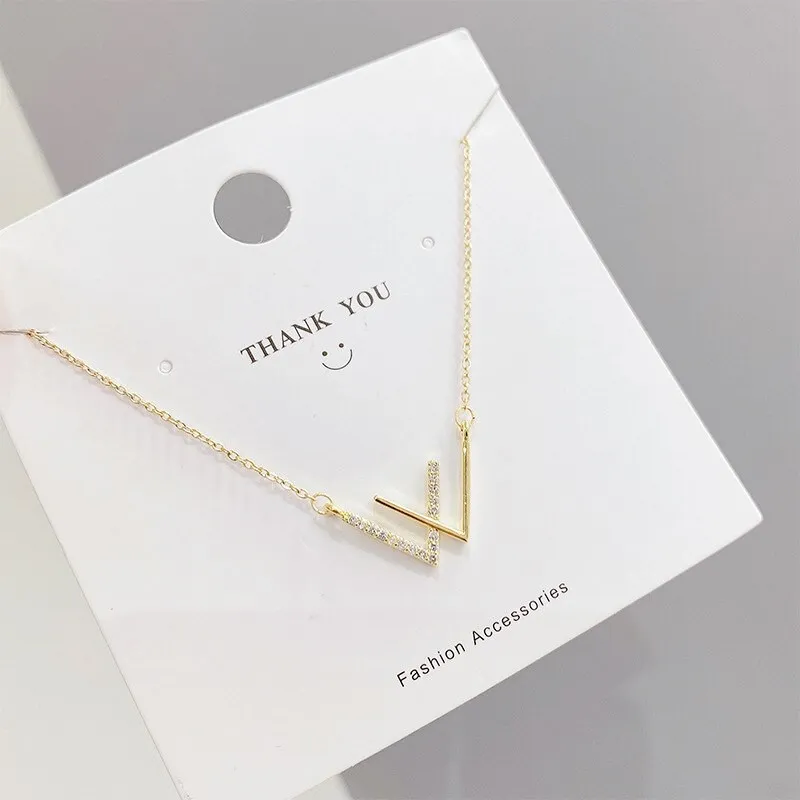 Korean Style W Letter Necklace Women's Personality Simple Double V Clavicle Chain Fashion Trendy Temperament Ornament