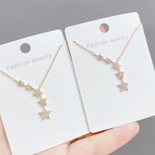XINGX Necklace Women's Korean-Style Micro-Inlaid Zircon Stitching Five-Pointed Star Clavicle Chain Pendant Elegant Neck Jewelry