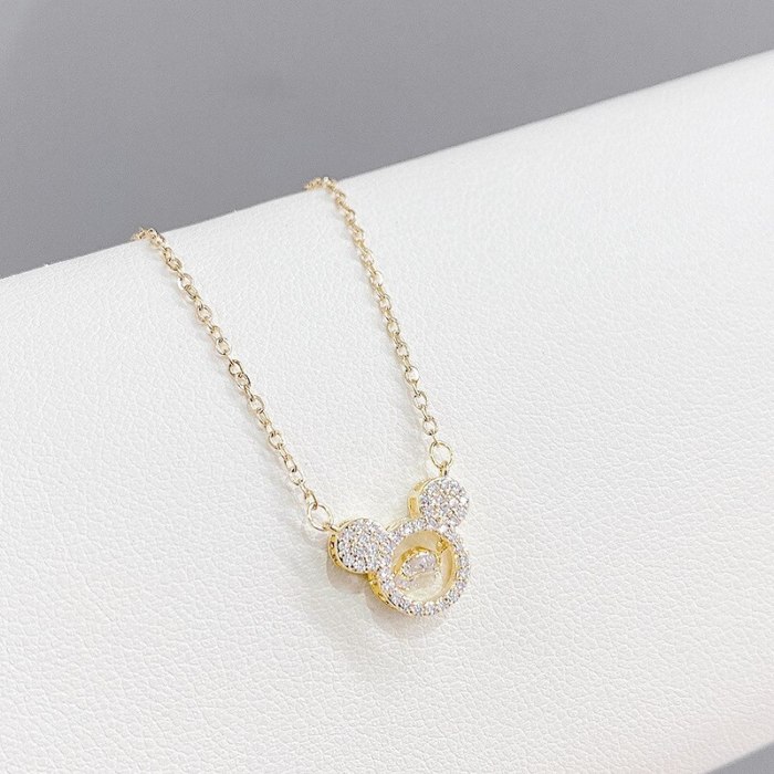 Necklace Women's Korean-Style Light Luxury Elegant Diamond-Embedded Smart Cartoon Little Mouse Clavicle Chain Pendant Ornament