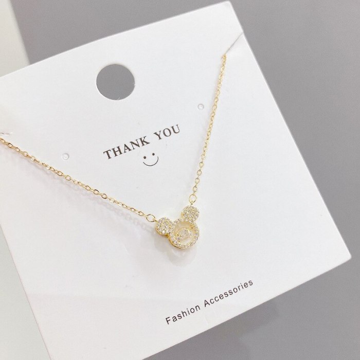 Necklace Women's Korean-Style Light Luxury Elegant Diamond-Embedded Smart Cartoon Little Mouse Clavicle Chain Pendant Ornament