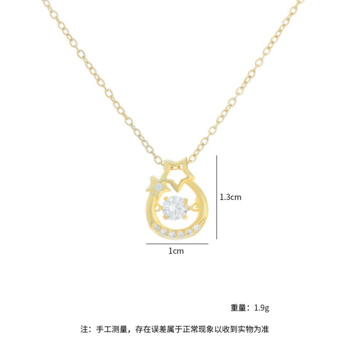 Smart Hollow Five-Pointed Star Necklace Female Personality Fashion Clavicle Chain Korean Light Luxury Zircon Pendant