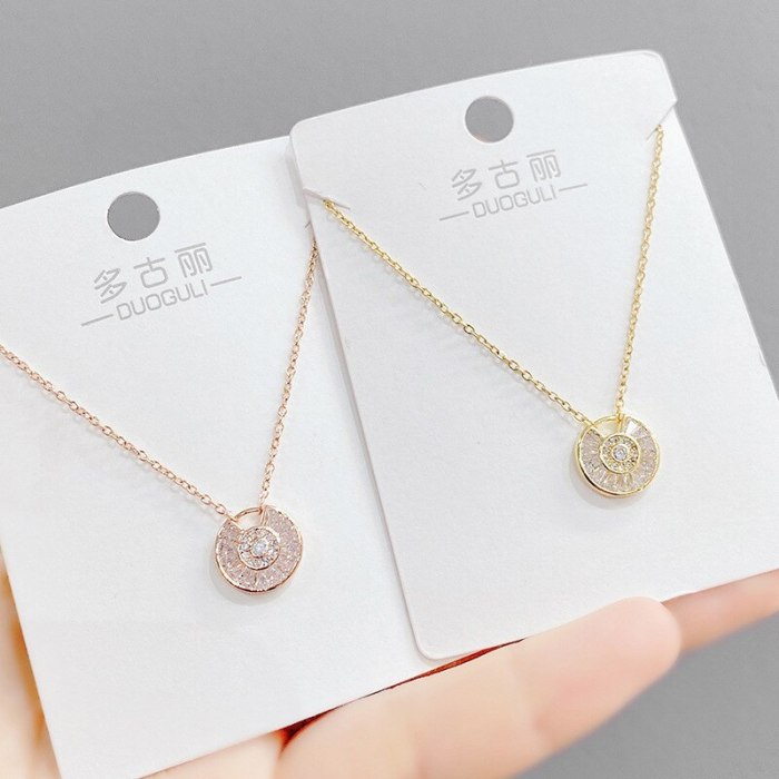 New Japanese and Korean Fashion Micro Inlaid Zircon Necklace Women's Lucky Charm Clavicle Chain Pendant Student Gift Ornament