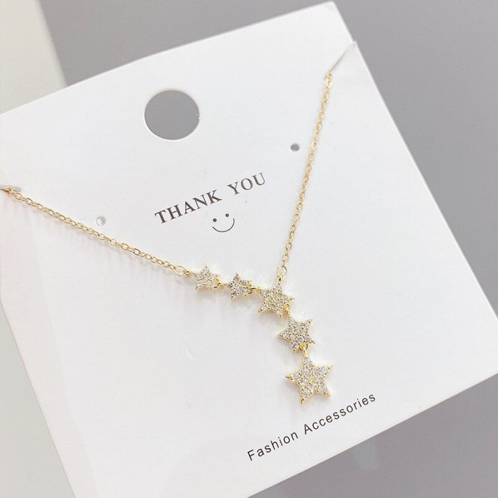 XINGX Necklace Women's Korean-Style Micro-Inlaid Zircon Stitching Five-Pointed Star Clavicle Chain Pendant Elegant Neck Jewelry