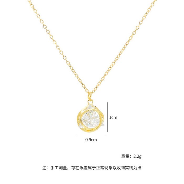 Korean Style Fashionable Simple Micro-Inlaid Zircon Necklace Female Clavicle Chain Pendant Student Gift Ornament