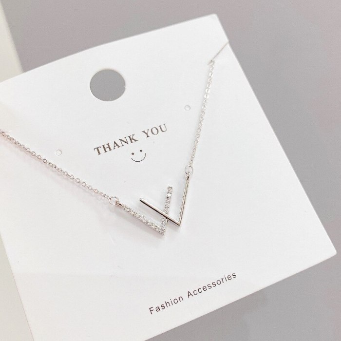Korean Style W Letter Necklace Women's Personality Simple Double V Clavicle Chain Fashion Trendy Temperament Ornament