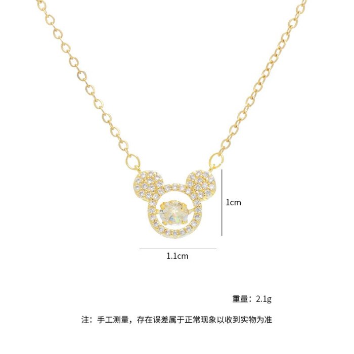 Necklace Women's Korean-Style Light Luxury Elegant Diamond-Embedded Smart Cartoon Little Mouse Clavicle Chain Pendant Ornament