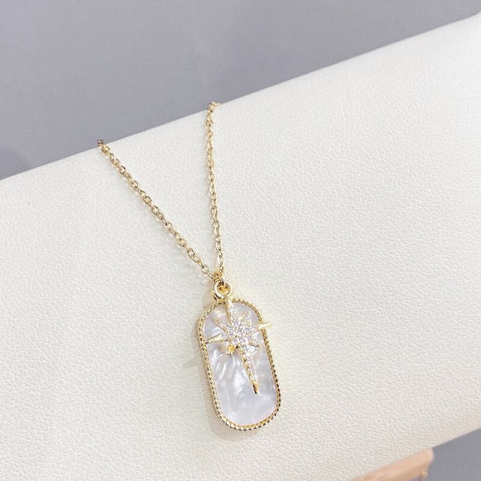 Korean Style Eight Awn Star Light Luxury Necklace Women's Shell Simple Elegant Clavicle Chain Pendant Necklace Ornament