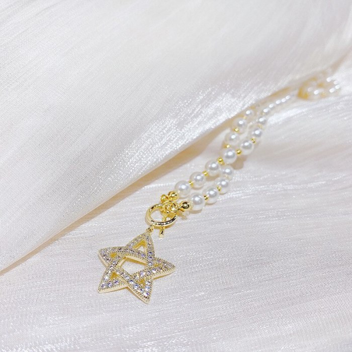Natural Pearl Necklace Special-Shaped Pearl Vintage Court Style Elegant Five-Pointed Star Clavicle Chain Pendant Female Jewelry