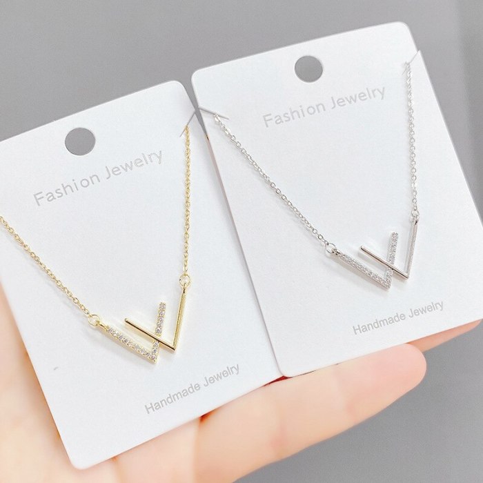 Korean Style W Letter Necklace Women's Personality Simple Double V Clavicle Chain Fashion Trendy Temperament Ornament