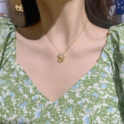 Xiangyun Ruyi Safety Long Life Lock Necklace for Women Retro Trendy Light Luxury Ornament