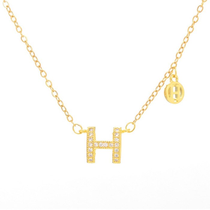 Clavicle Chain New Women's Necklace Light Luxury Micro Inlaid H Letter Necklace Necklace Ins Simple