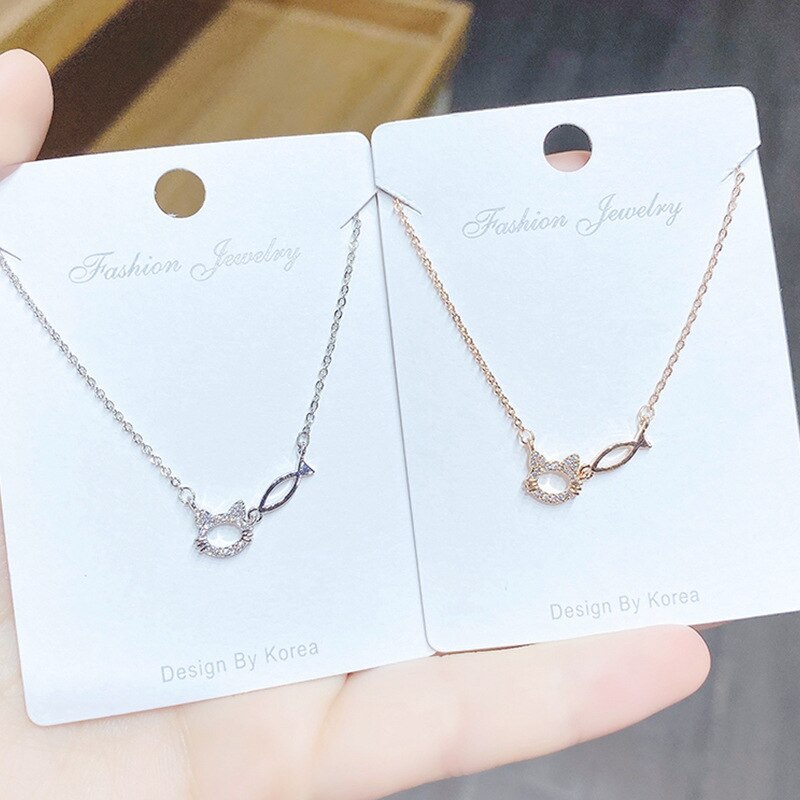 Fresh Simple All-Match Cat Fish Necklace Japanese and Korean New Popular Clavicle Chain Necklace