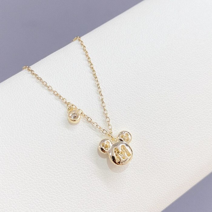 Korean Style Fashion Micro-Inlaid Zircon Pendant Necklace Female Cute Fresh Mouse Clavicle Chain