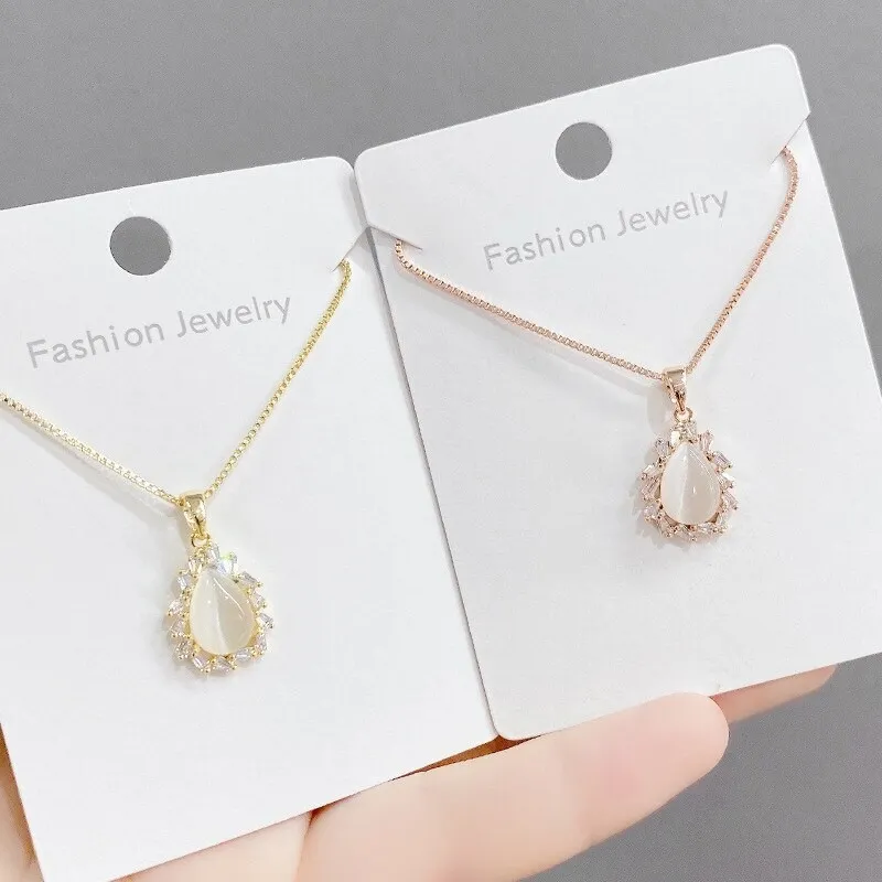 Korean Fashion Opal Necklace Female Micro Inlaid Zircon Clavicle Chain Student Girlfriends Gift Necklace