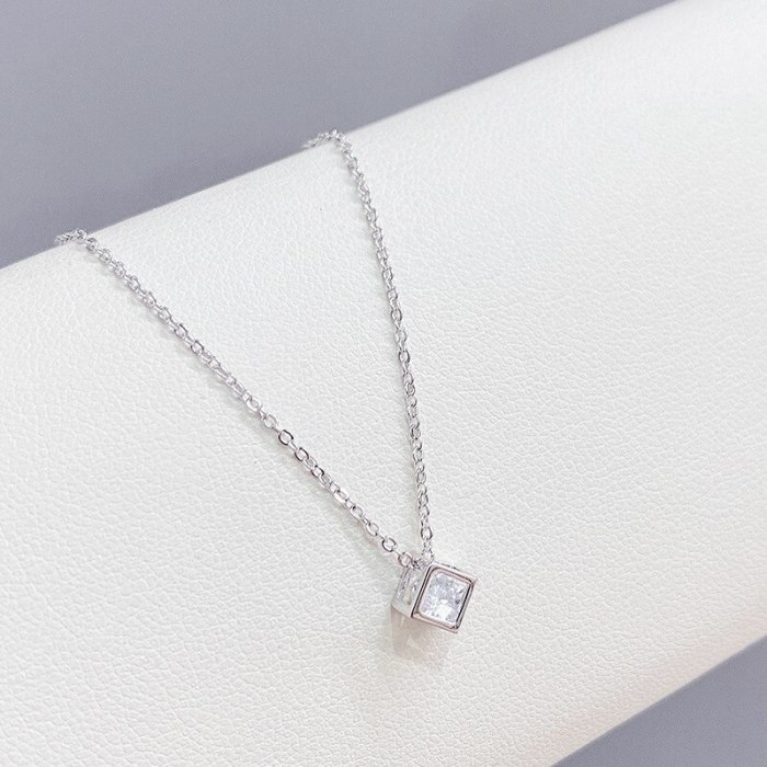 Cube Zircon Necklace Japanese and Korean New Popular All-Match Clavicle Chain Necklace Female Wholesale