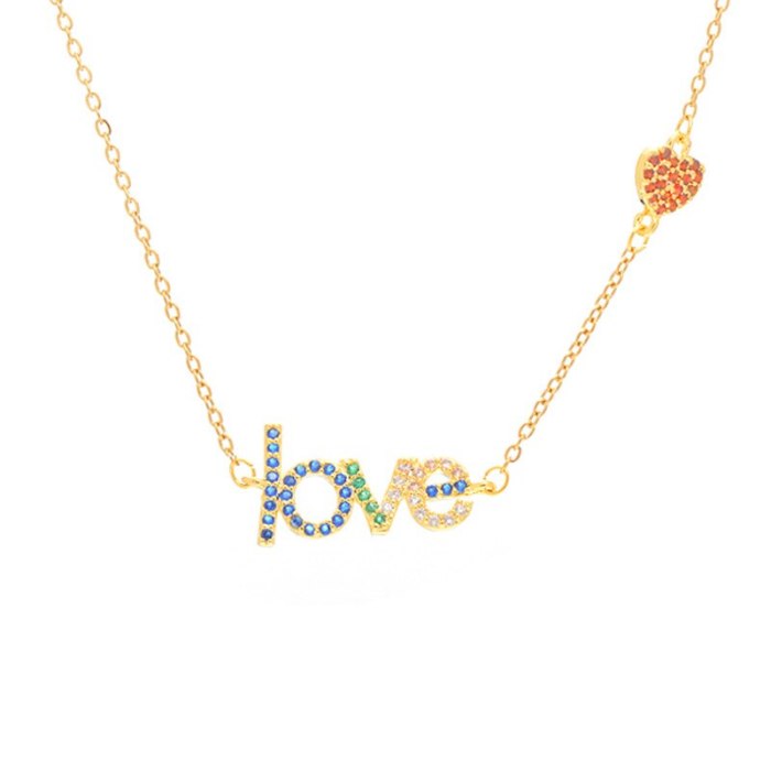 Real Gold Electroplated Opal Necklace Love Letter Pendant Korean Temperament Batch Hair Clavicle Chain Ins Fashion Necklace