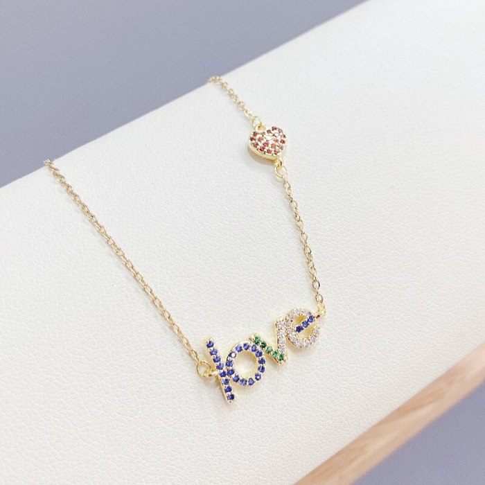 Real Gold Electroplated Opal Necklace Love Letter Pendant Korean Temperament Batch Hair Clavicle Chain Ins Fashion Necklace