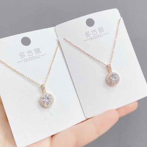 Zircon Necklace Women's European and American Fashion Clavicle Chain Pendant Ins Style Necklace Jewelry Wholesale