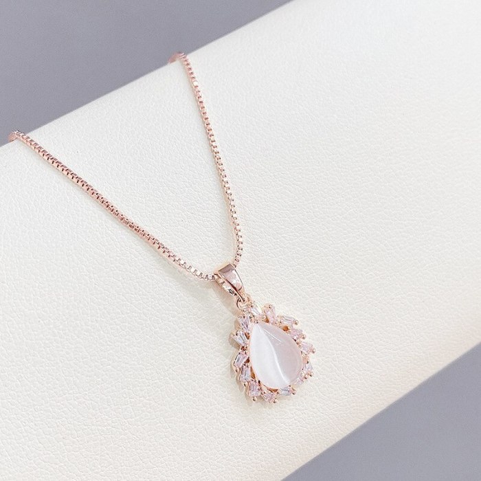 Korean Fashion Opal Necklace Female Micro Inlaid Zircon Clavicle Chain Student Girlfriends Gift Necklace