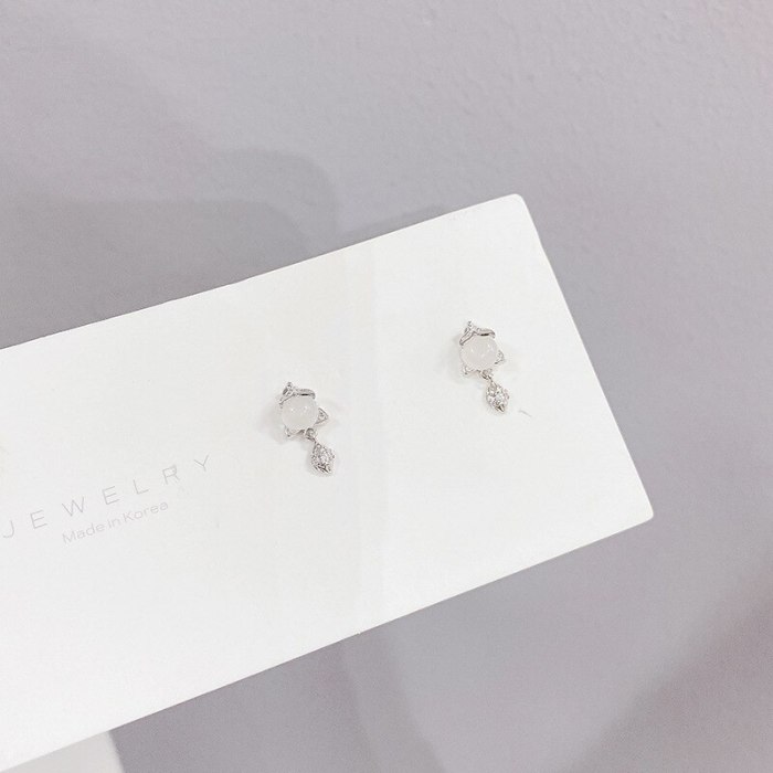 New Three Pairs of Stud Earrings S925 Silver Needle Ear Rings Fashion All-Match Simple Women's Opal Stud Earrings