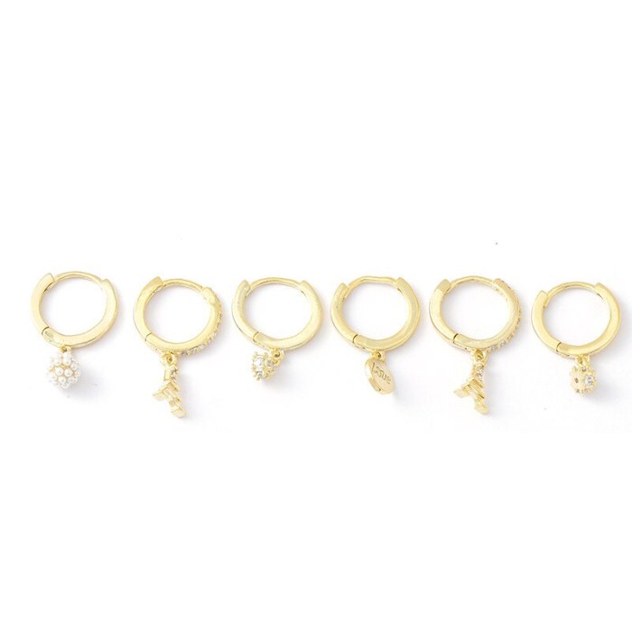 Korean Style Fashion Micro Inlaid Zircon Ear Clip Three-Piece Earrings Small Personality One Card Three Pairs  Earrings