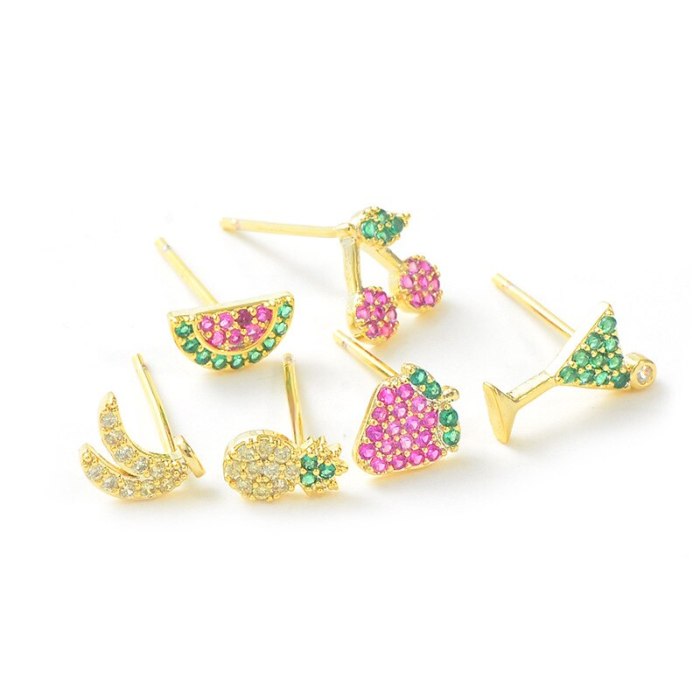 S925 Silver Needle Fashion Girl 3pcs/Set Stud Earrings Fruit Student Mini Simple Stud Earrings Female Jewelry