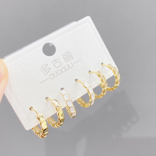 2021 New Gold Plated Ear Clip Women's Three-Pair Set Earrings Personality Fashion Snake Bone Earrings