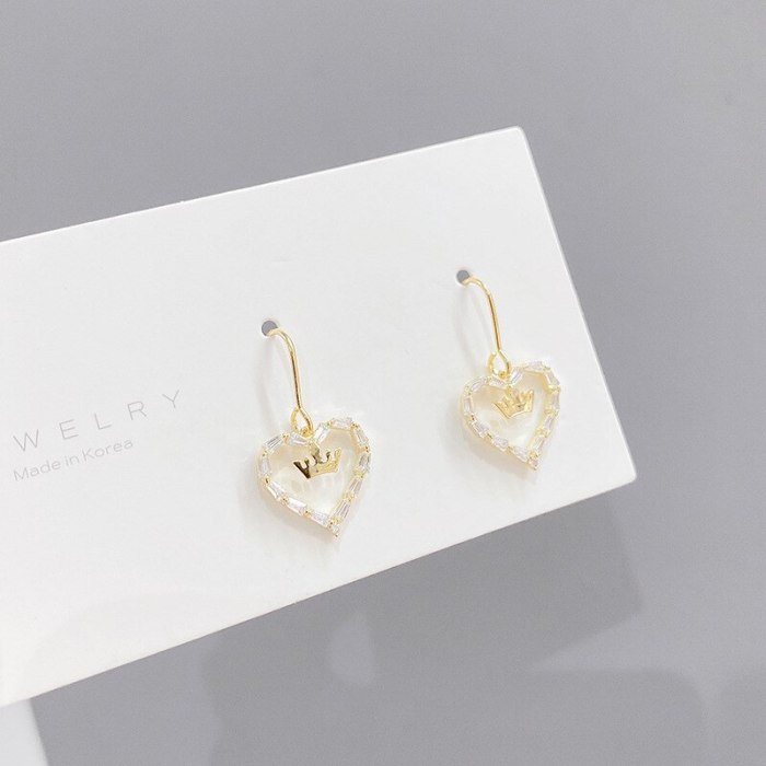 3pcs/Set Peach Heart Fashion Personality Stud Earrings Korean Fashion All-Match S925 Silver Needle Earrings Female Jewelry
