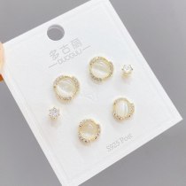 S925 Silver Needle Cartoon Color 3 Pcs/set Stud Earrings Korean Style All-Match Fresh Pendant Simple Earrings Jewelry