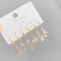 S925 Silver Needle Micro-Inlaid Zircon Note 3 Pcs/set Stud Earrings Personalized Combination Earrings Jewelry for Women