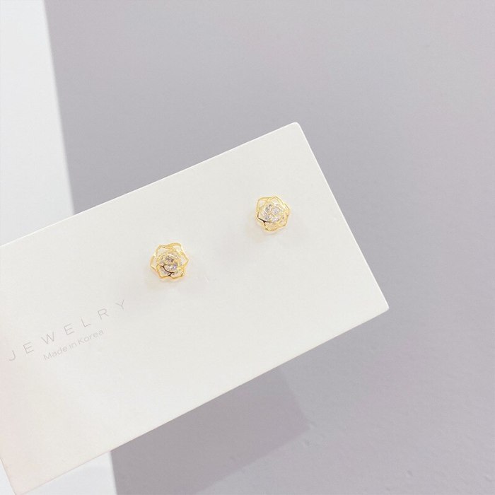S925 Silver Needle Micro-Inlaid Zircon Flower 3 Pcs/set Stud Earrings Small Personality Combination Earrings Jewelry for Women