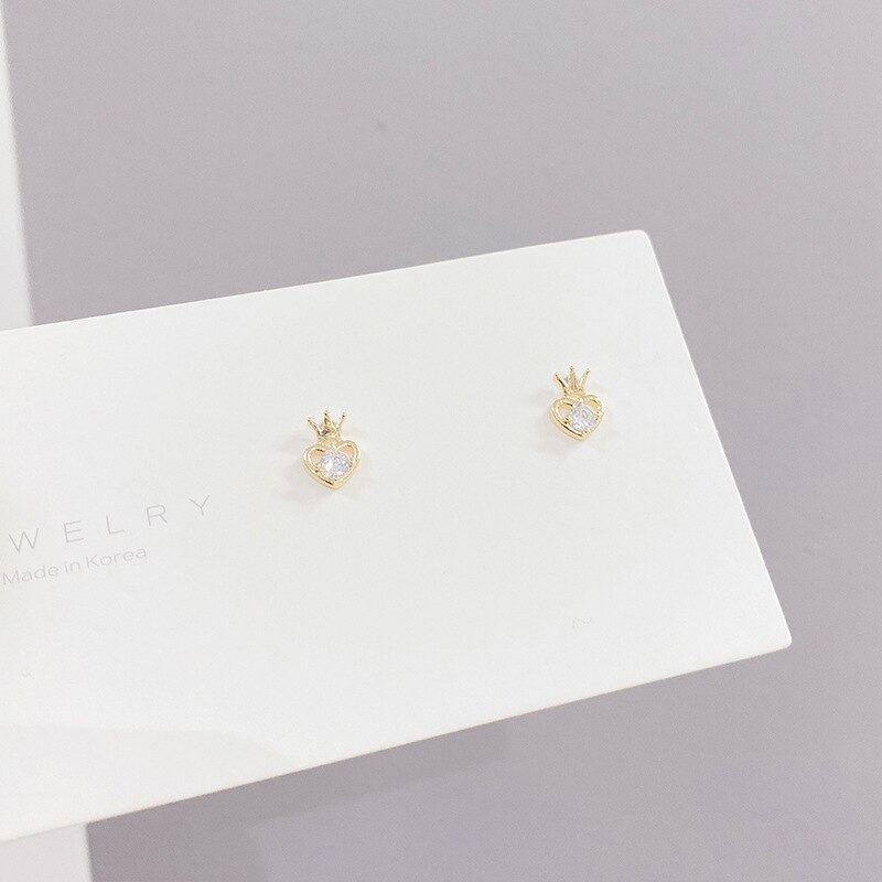 S925 Silver Needle Zircon Peach Heart 3Pcs/set Stud Earrings Small Personalized Combination Earrings Jewelry for Women