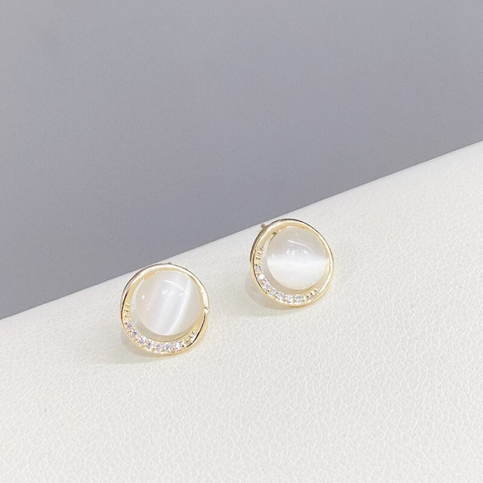 S925 Silver Needle Opal Stud Earrings for Women 3pcs/Set All-Match Fresh Pendant Simple Earrings Jewelry