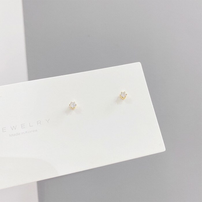 S925 Silver Needle Micro-Inlaid Zircon Ring 3 Pcs/set Stud Earrings Small Personalized Combination Earrings Jewelry for Women