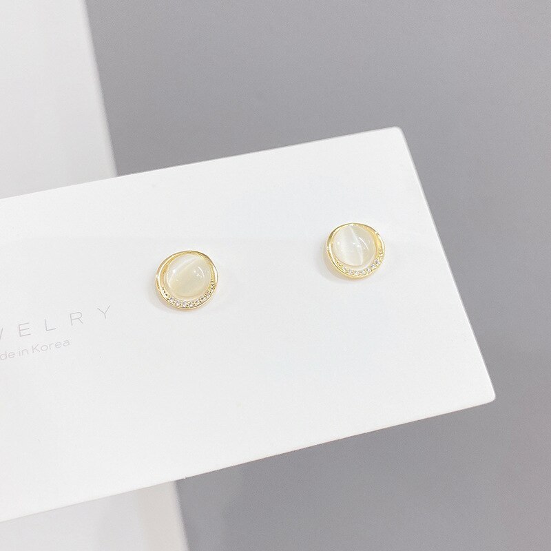S925 Silver Needle Opal Stud Earrings for Women 3pcs/Set All-Match Fresh Pendant Simple Earrings Jewelry