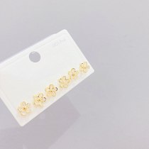Korean Fashion S925 Silver Needle Micro-Inlaid Zircon Petals 3 Pcs/set Stud Earrings Personalized Combination Earrings for Women