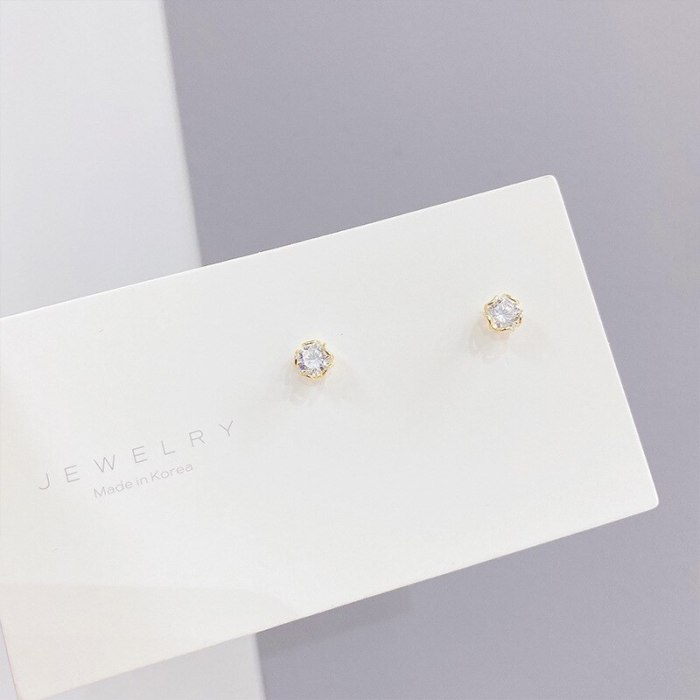 S925 Silver Pin Stud Earrings for Women 3pcs/Set Korean Fashion Simple Micro Inlaid Zircon Earrings Jewelry