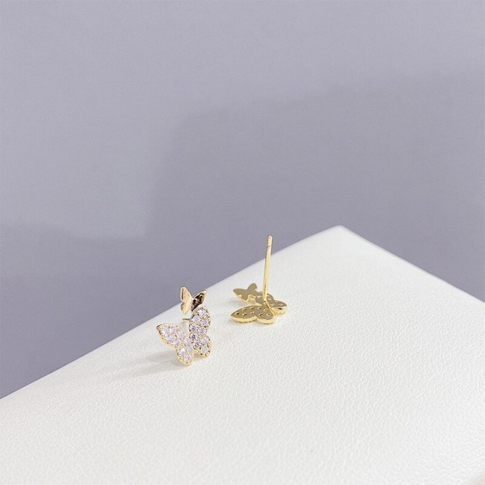 S925 Silver Pin Stud Earrings for Women 3 Pcs/set Micro-Inlaid Full Diamond Butterfly Stud Earrings Jewelry
