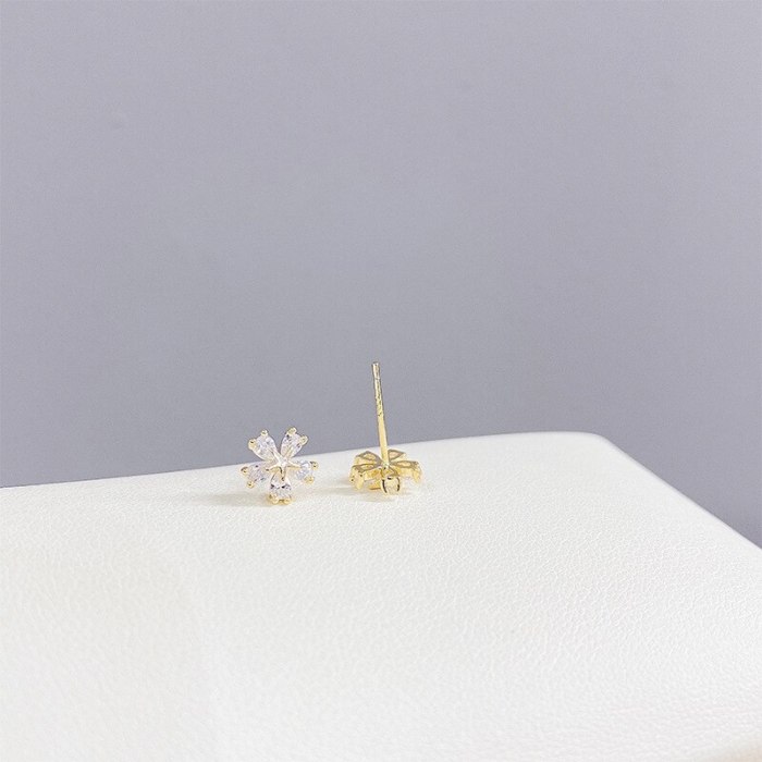 S925 Silver Needle 3pcs/Set Micro Inlaid Zircon Stud Earrings Korean Style Personalized Simple Earrings Set for Women