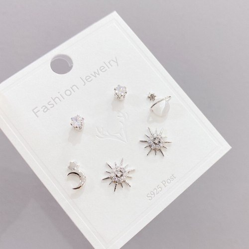 S925 Silver Needle Cute Stud Earrings 3 Pcs/set Korean Style Personalized Simple Earrings Set for Women