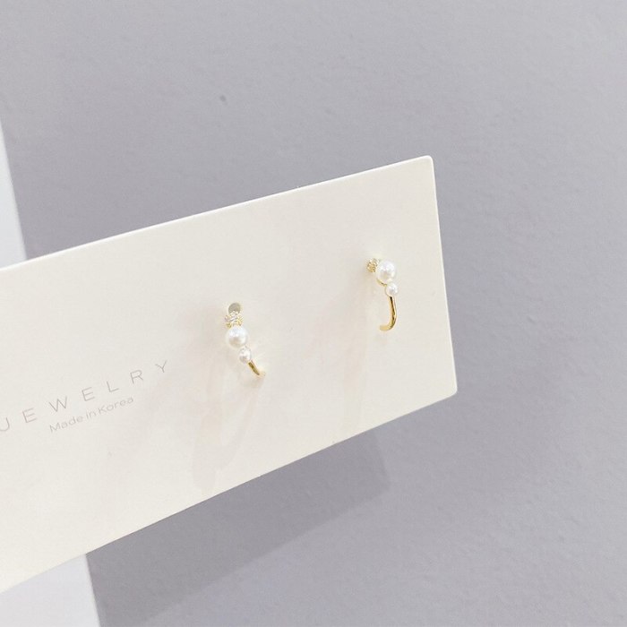 S925 Silver Needle Korean Stud Earrings Women's Small Micro-Inlaid Zircon Earrings 3 Pcs/set Pearl Earrings Jewelry Wholesale