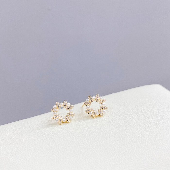 Korean Micro Inlaid Zircon 925 Silver Needle Small Stud Earrings 3pcs/Set Fashion Earrings Letter Ear Studs Jewelry Wholesale