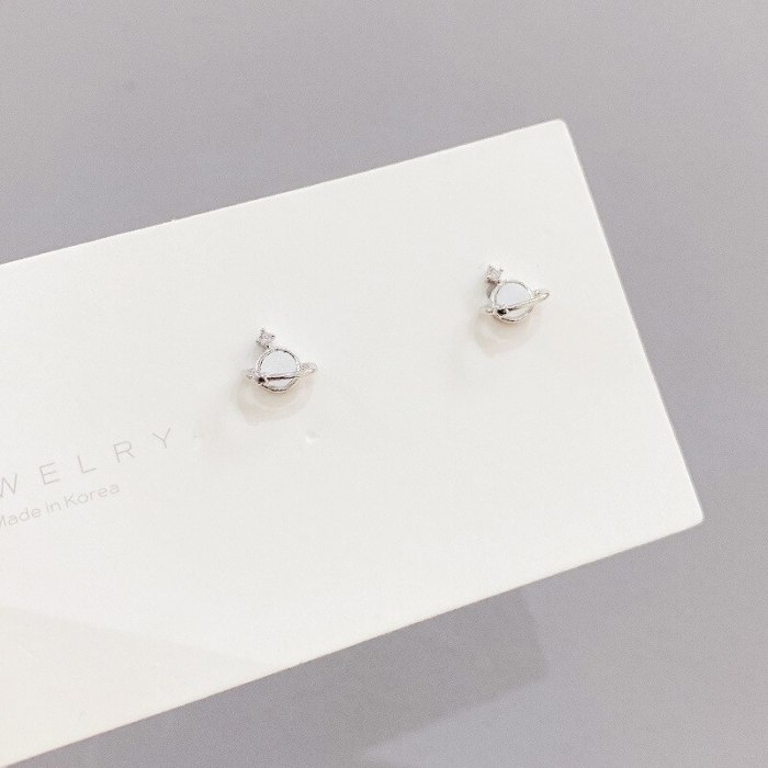 Sterling Silver Needle Fashion Girl Three Piece Set Ear Studs One Card Three Pairs Eight Awn Star Student Mini  Simple Ear Studs