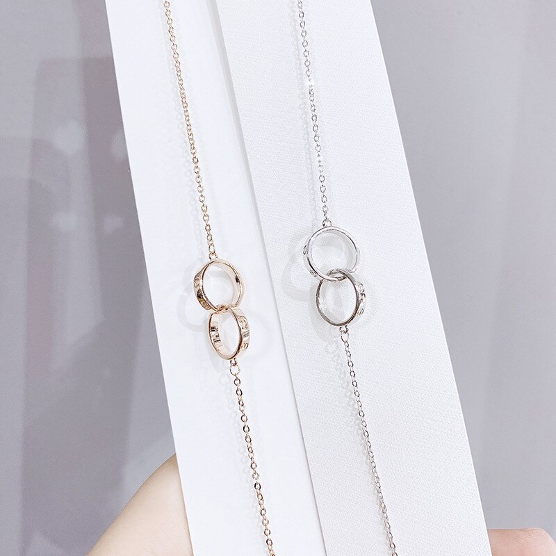 Korean Simple All-Match New Rose Gold Plated Bracelet Popular Double round Ring Bracelet 027