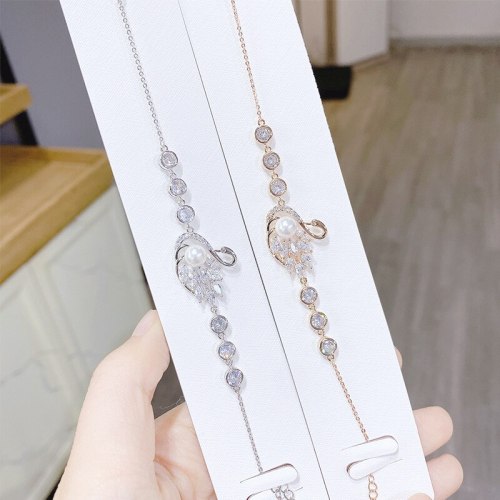 Fashion Sweet Swan Bracelet Korean Style Diamond Pearl All-Match New Bracelet Jewelry