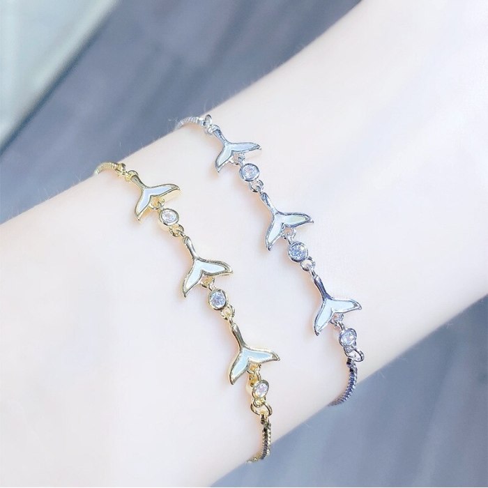 Summer New Mermaid Bracelet Fashion Creative Fishtail Pull Shell Bracelet for Women Hand Jewelry Wholesale