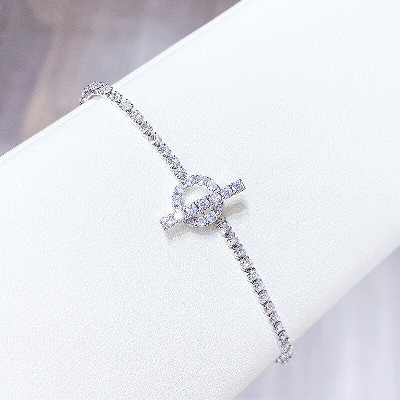 Korean Style Simple Personalized Bracelet Fashion Zircon Crystal Bracelet Female Temperament Student All-Match Mori Hand Jewelry